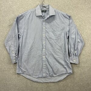 Gitman Bros Shirt‎ Mens 16.5 34 Blue Striped Made in USA Dress Imported Retro
